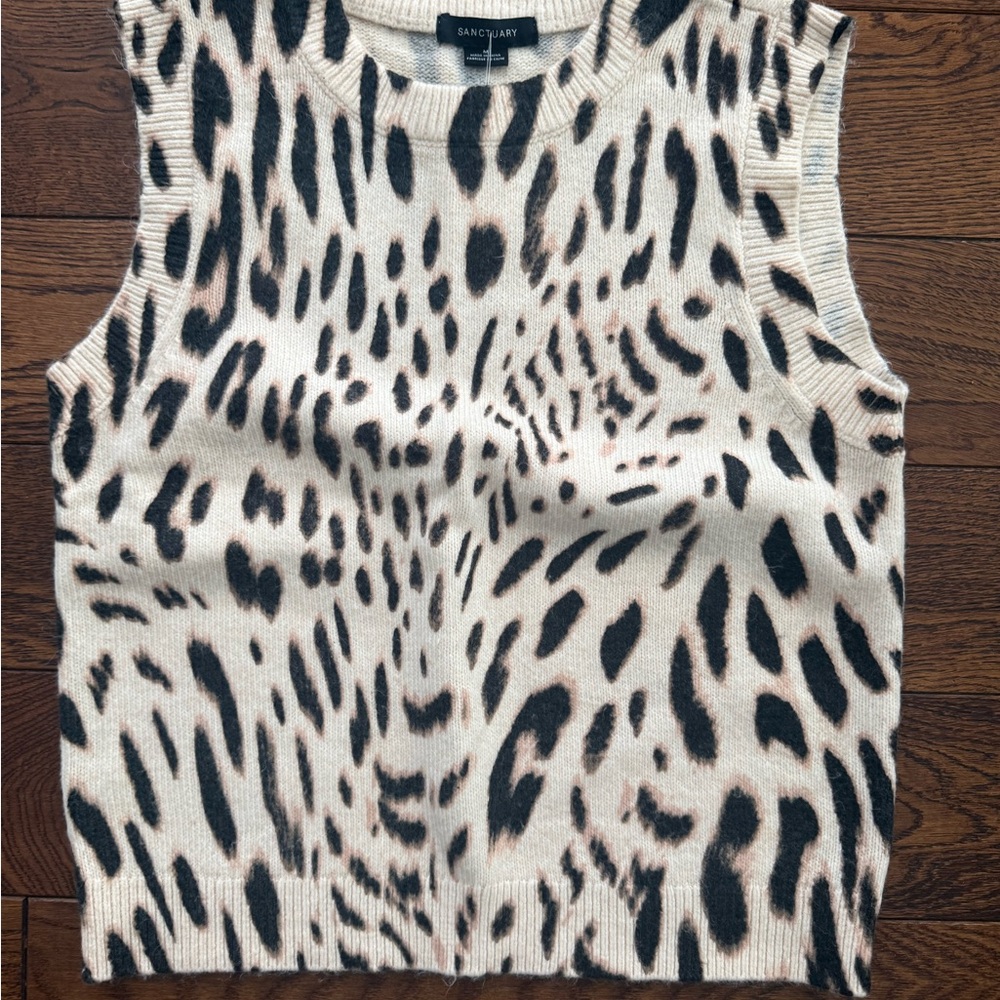 Sanctuary Black and Cream Animal Print Sweater
